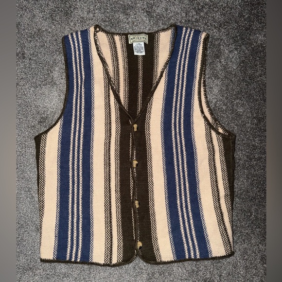 Arizona Jean Company Other - Arizona Jean Company Striped Knit Vest in Blue/ Cream and Brown
